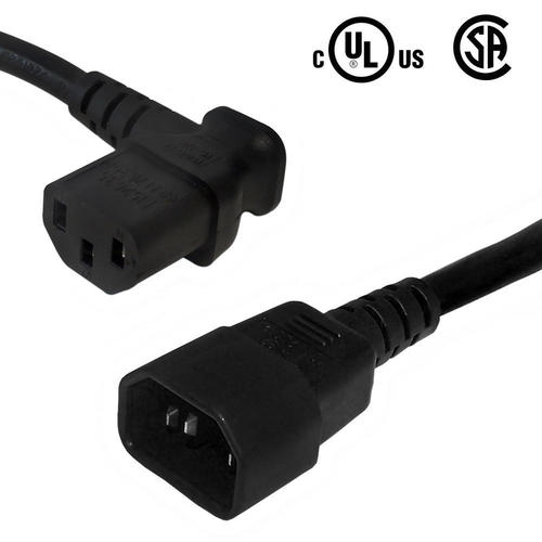 Cab PW 100L3 All Power Cables Cords IEC C13 Left Angle to IEC C14 Power Cable 18AWG SJT
