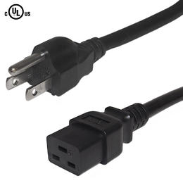 Cab PW 121 All NEMA IEC Cables NEMA 5 15P to IEC C19 Power Cable 14AWG SJT