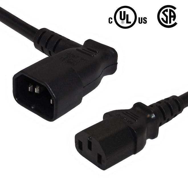 Cab PW 100R4 All Power Cables Cords IEC C13 to IEC C14 Right Angle Power Cable 18AWG SJT