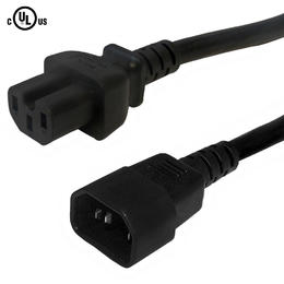 Cab PW 101C All Power Cables Cords IEC C15 to IEC C14 Power Cable 14AWG SJT
