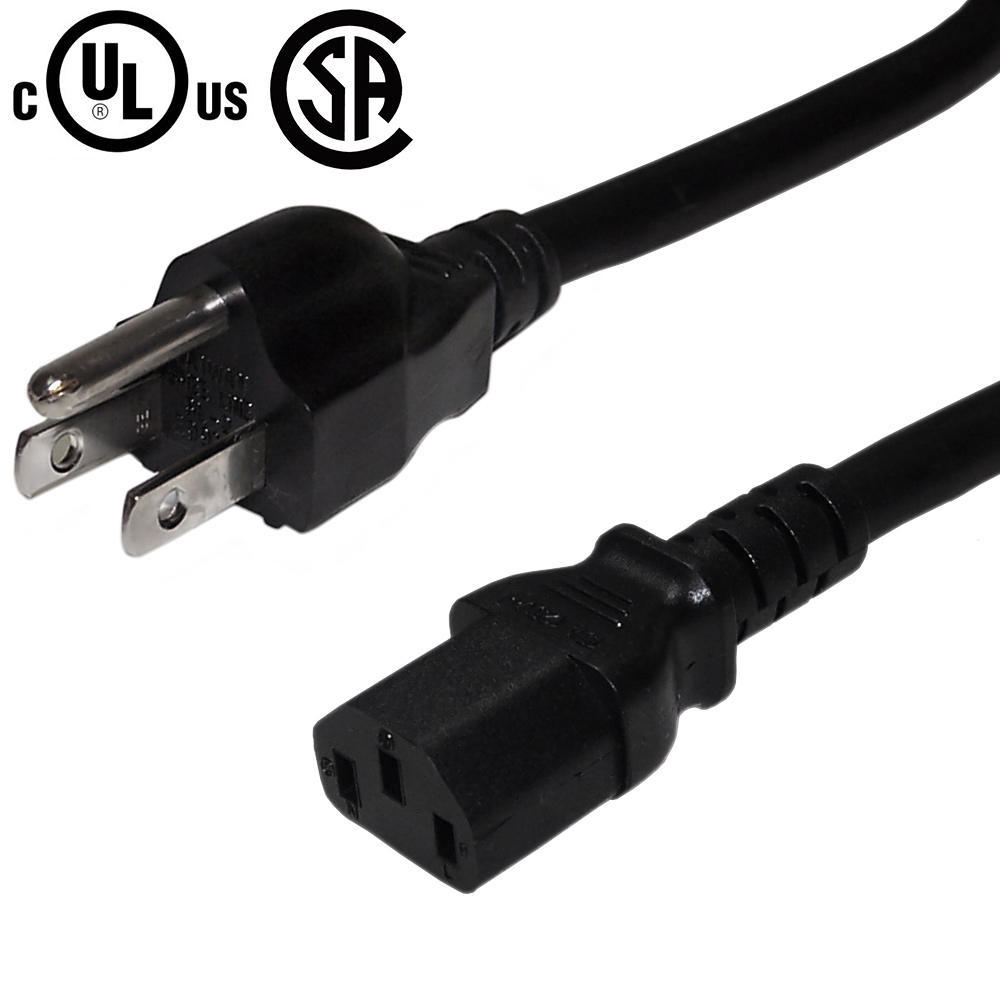 thumbnail image 2 of Kentek 3ft AC Power Cord – NEMA 5-15P To C13, 14 AWG, 15A, 125V, Black, UL/CSA – 3 Foot 2 of 6