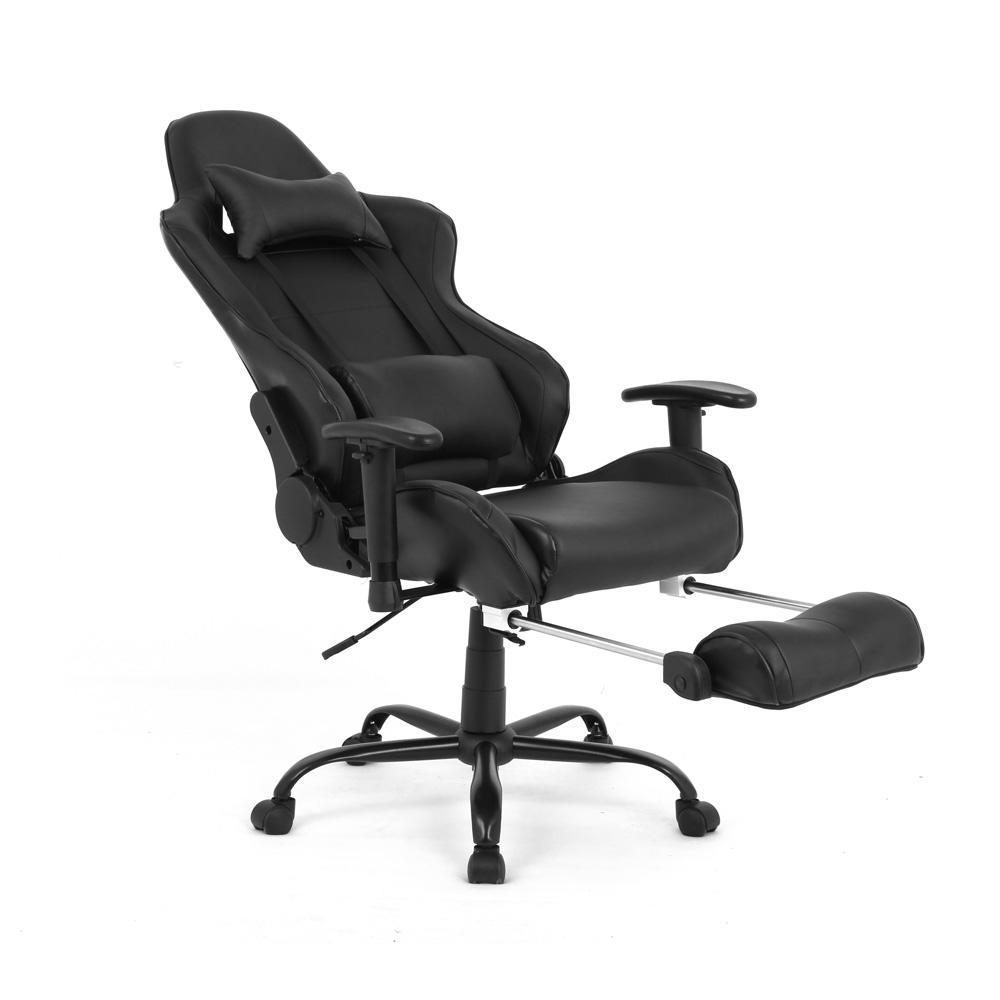 Ergonomic Racing Gaming Chair With Footrest Black Moustache