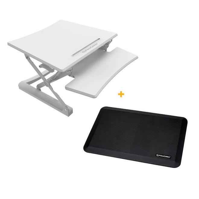 PrimeCables Cab MT101 S WH STM01 1 Monitor Desk Mounts Sit Standing Height Adjustable Desk Ergo Riser Anti fatigue Standing M