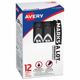 Small 9f1af avery 099 c84201 12pack markers avery marks a lot regular chisel tip permanent marker black 12 box