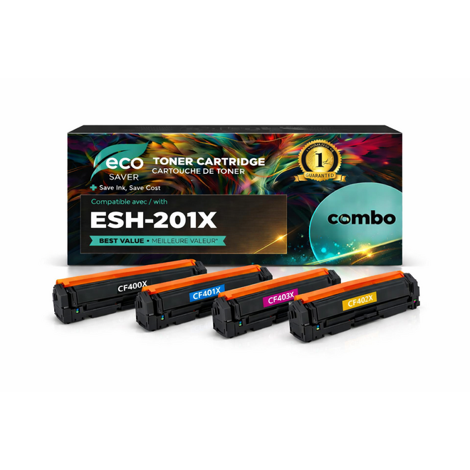 EcoBox HP 201X Combo EcoBox Color LaserJet Pro M252dw Compatible HP 201X Toner Cartridge High Yield Combo BK C M Y Economical