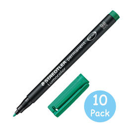 Staedtler® Lumocolor® Permanent Marker Pen Medium Point 1.0mm 10/Pack - Green