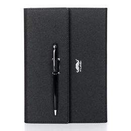 PU Notebook, 96 Sheets, A5, Black, With Pen - Moustache®