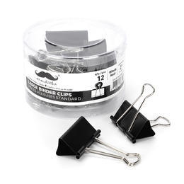 Black Medium Binder Clips, 1-1/4" (32mm), 24 pcs/Box - Moustache®