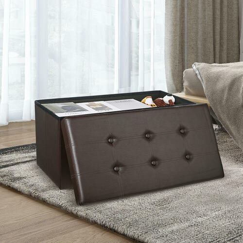 SortWise SW FSO B6 Universal Storage Boxes Folding Storage Ottoman Coffee Table Foot Rest Stool Faux Leather SortWise