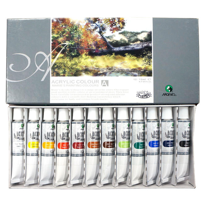 Marie s 812B Arts Crafts Marie s Acrylic Colors Set 12ml Tubes