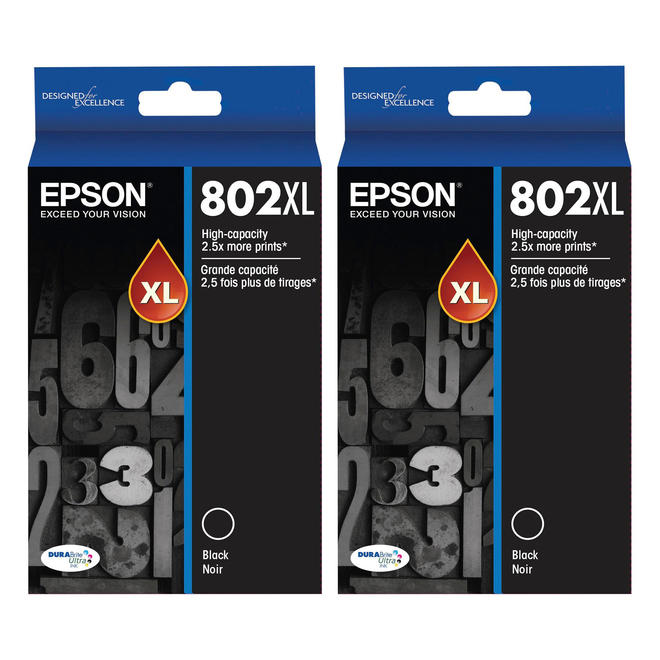 Epson T802XL120 OEM TwinPack WorkForce Pro WF 4720 Epson T802XL T802XL120 Original Black Ink Cartridge Twin Pack