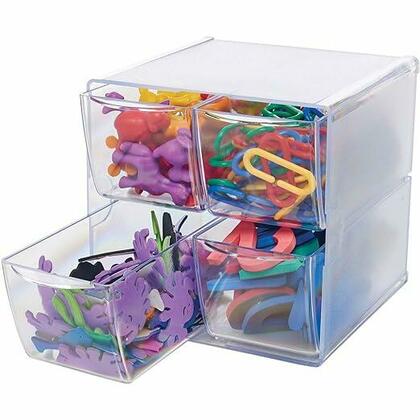 Deflecto® 4-Drawer Stackable Cube Organizer, 6 x 6 x 7-1/5 in