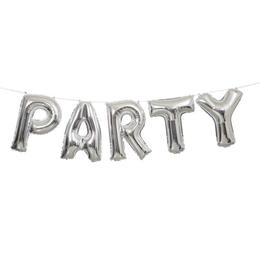 Silver Foil Balloon Letter Banner PARTY 14" 1Pc
