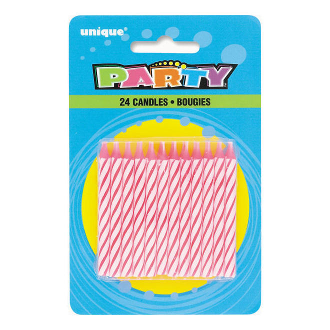 LVU 1905PC Birthday Candles Pink Spiral Birthday Candles 24Pcs