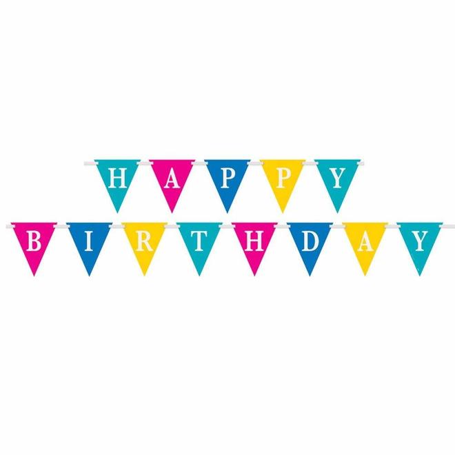 Other Brands LVU 49607 Banners Party Confetti Cake Birthday Flag Banner With Ribbon Party Decor 9 Ft