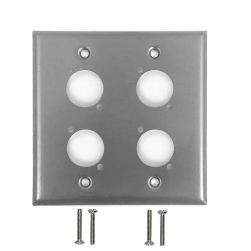 WP XLR4 SS Audio Video Wall Plates Double Gang 4 Port XLR Stainless Steel Wall Plate