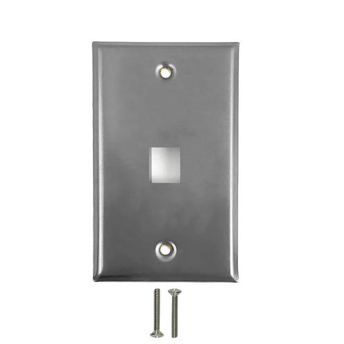 WP 1P SS Audio Video Wall Plates 1 Port Keystone Stainless Steel Wall Plate