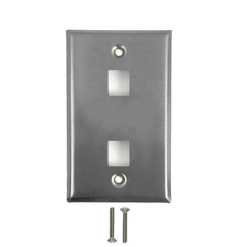 WP 2P SS Audio Video Wall Plates 2 Port Keystone Stainless Steel Wall Plate