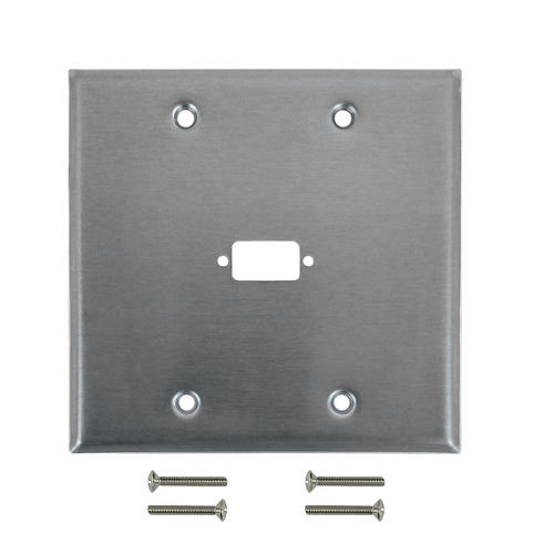 WP 210 SS Audio Video Wall Plates Double Gang 1 Port DB9 size cutout Stainless Steel Wall Plate