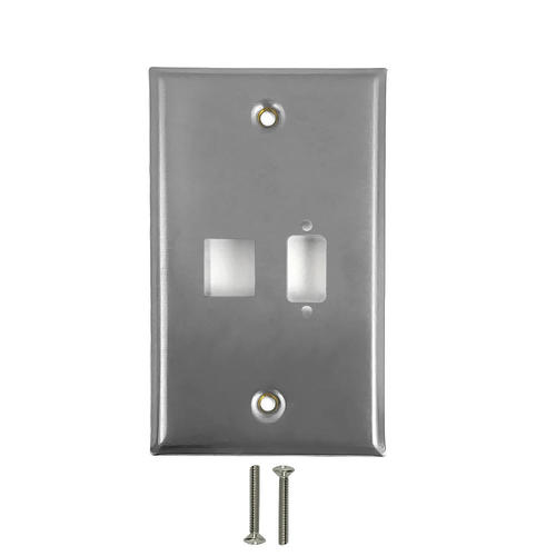 WP 107 SS Audio Video Wall Plates Wall Plate Single Gang 1x DB9 1x Keystone Stainless Steel