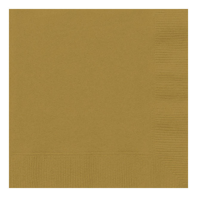 LVU 3321 Napkins Gold Solid 2 Ply Beverage Napkins 25 25cm 10 10In 20Pcs