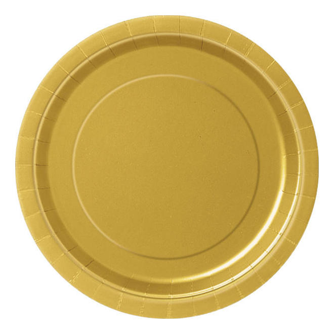 LVU 3324 Plates Gold Solid Round 7 Dessert Plates 8Pcs