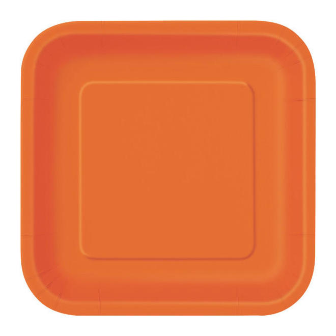 LVU 32240 Plates Orange Solid Square 7 Dessert Plates 16Pcs