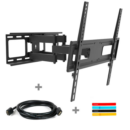 PrimeCables Cab ZLA09 446 All3 TV Wall Mounts Stands 3 in 1 Elegant Slim Full motion Wall Mount For 26 55 with 6ft HDMI Cable