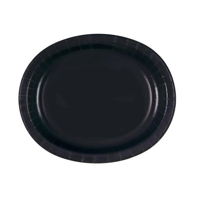 Other Brands LVU 32079 Plates Midnight Black Solid Oval Plates 8Pcs