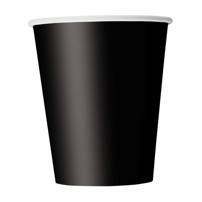 Other Brands LVU 3206 Cups Black Solid 9oz Paper Cups 8Pcs