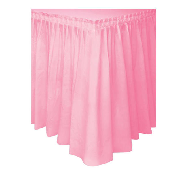 Other Brands LVU 50402 Table Covers Skirts Lovely Pink Solid Plastic Table Skirt 29 x14ft