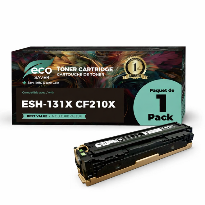 CF210X EcoBox LaserJet Pro 200 Color M251n Remanufactured HP 131X CF210X Black Toner Cartridge High Yield Economical Box