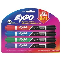 Expo n 840 1961058 Markers Expo 2 in 1 Low Odour Dry Erase Markers Chisel 16 Assorted Colours 8 pack