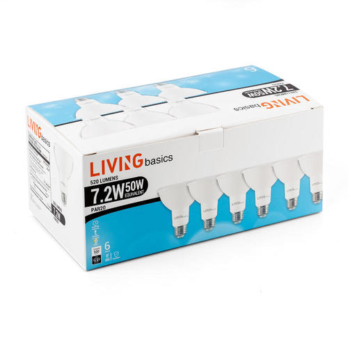 LIVINGbasics LVB P20 40 730 LED Light Bulbs PAR20 Dimmable LED Bulb 7 2W 50W Equivalent E26 3000K 520 Lumens 40 Beam Angle LI