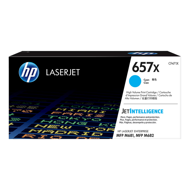HP HP657X CF471X OEM Color LaserJet Enterprise MFP M681dh HP 657X CF471X Original Cyan Toner Cartridge High Yield