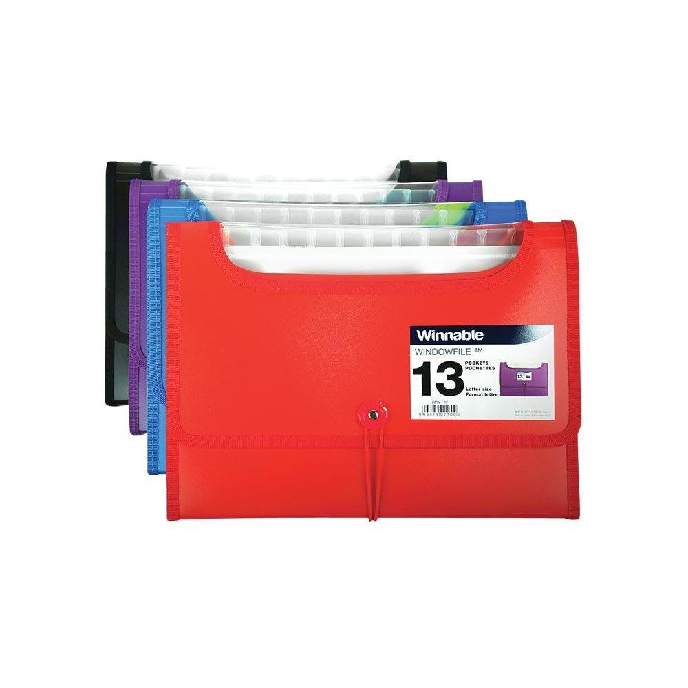 13 Pockets Expanding File with Elastic Tie Closure -13x9.5in