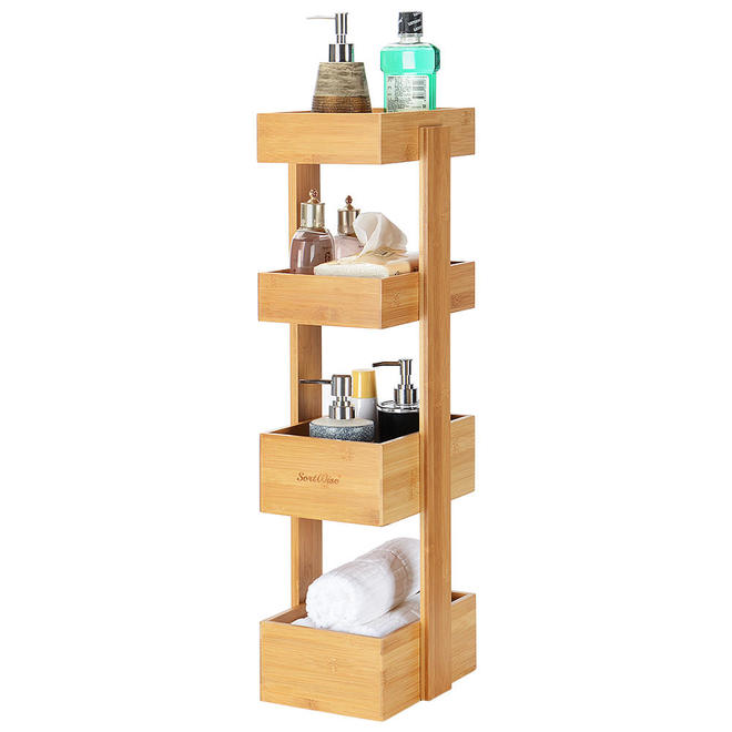 SortWise SW NB 24 Bathroom Accessories SortWise Bathroom Shelf 4 Tier Multifunctional Storage Rack Tower Free Organizer Shelv