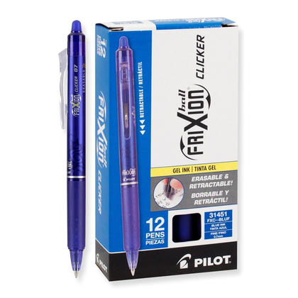 Stylos Roller Pilot FriXion Effaçables - Lot De 12, Pointe 0,5 Mm, Encre Turquoise - Réutilisables à L'Infini