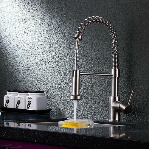 LIVINGbasics LVB FC 2H07S All Kitchen Fixtures Single Handle Pull Down Spring Sprayer Kitchen Sink Faucet Modern LIVINGbasics