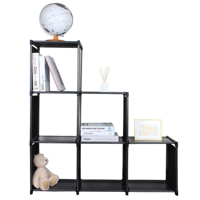 SortWise SW 888 3 6 Racks Stands 3 tier Storage Cube Closet Organizer Shelf 6 cube Cabinet Bookcase Black SortWise