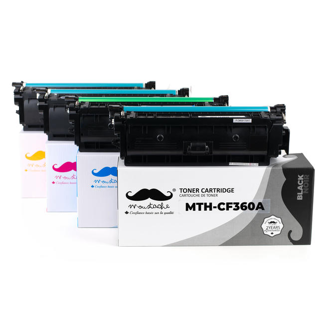 Moustache HP 508A Combo Color LaserJet Enterprise M552dn Compatible HP 508A CF360A CF361A CF363A CF362A Toner Cartridge Combo