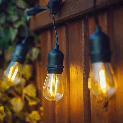 thumbnail image 2 of 48 FT Outdoor String Lights - Commercial Grade, Weatherproof IP65, 15 Sockets, Black 2 of 6