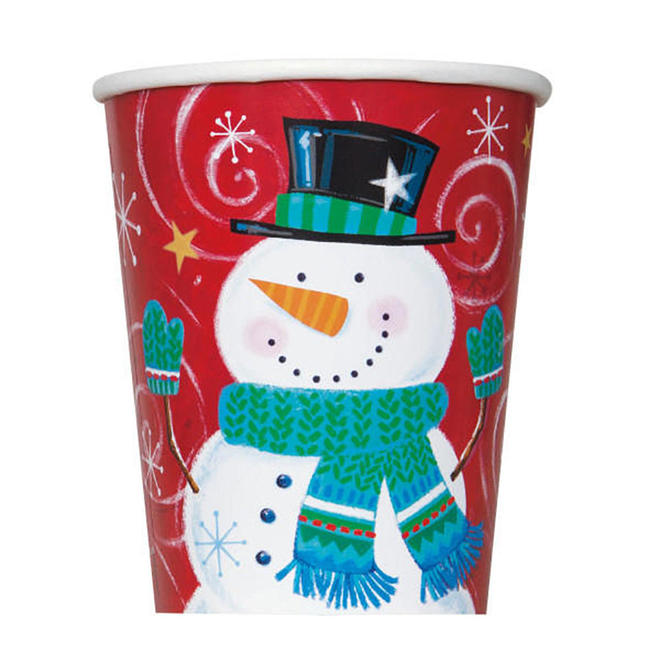 Other Brands LVU 46846 Christmas New Year Party Supplies 9 oz Happy Snowman Swirl Holiday Party Cups for Christmas Home Party
