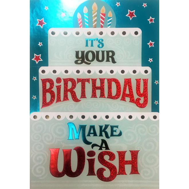 Other Brands LVA 19597 Birthday Party Supplies Jumbo Big Wishes Birthday Greeting Card 10 3 16 x 14 7 8