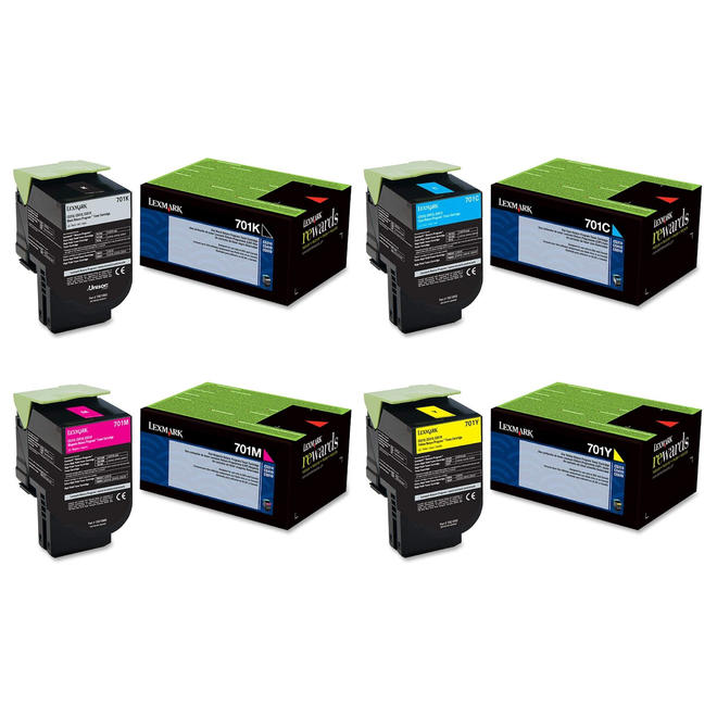 Lexmark Lexmark 70C10 OEM Combo CS510de Lexmark 701 70C10 Original Return Program Toner Cartridge Combo BK C M Y