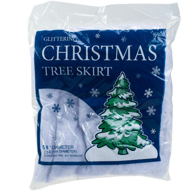 Other Brands LVC 36392 Christmas New Year Party Supplies Christmas Tree Skirt Festive Holiday Design Color White with Glitter