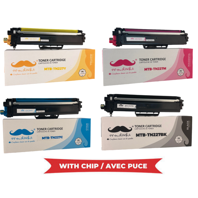 Moustache TN227 Combo WithChip HL L3210CW Brother TN227 Compatible Toner Cartridge Combo High Yield Version of TN223 With Chi