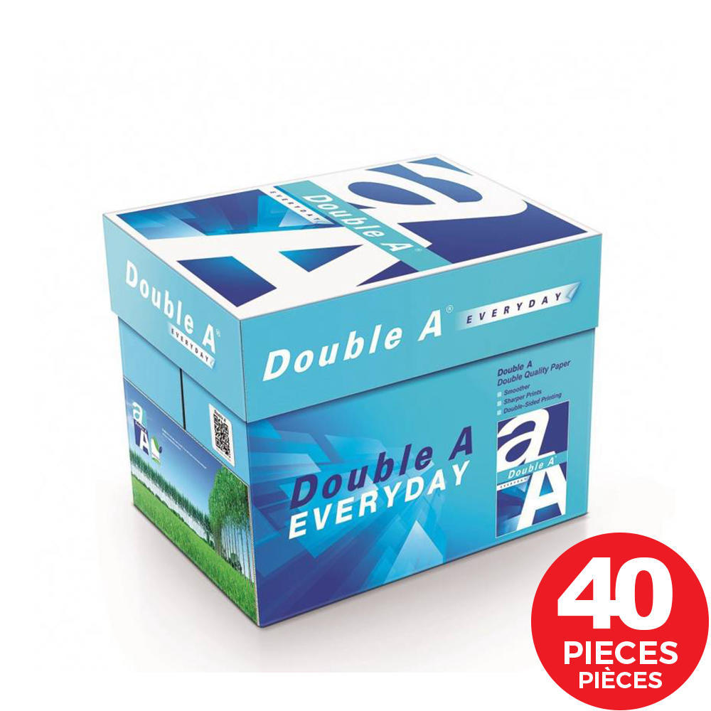 Double A® High Quality Copy Paper, 20 lbs, 8.5'' x 11'', 96 brightness
