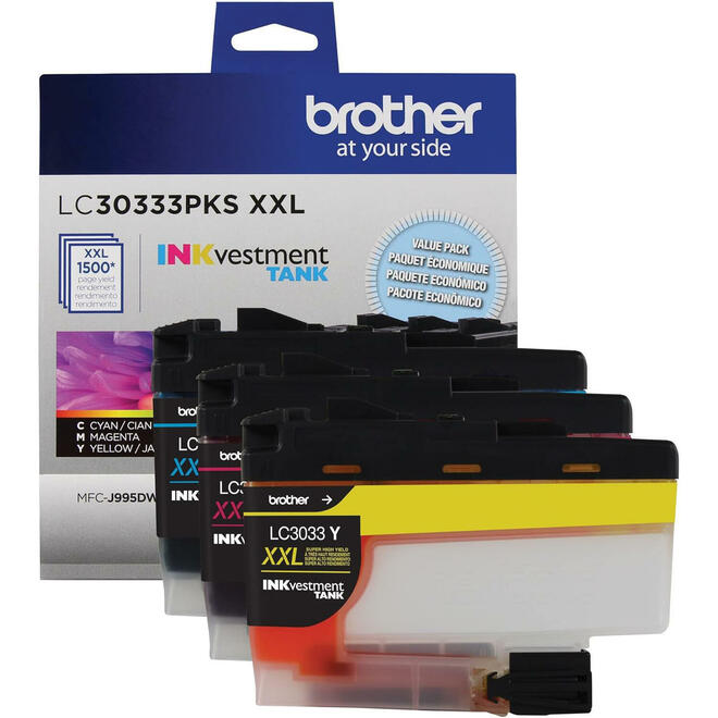 Brother LC30333PKS OEM MFC J995DW Brother LC3033 3PKS Original TriColour Ink Cartridge Combo Extra High Yield