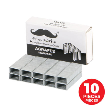 Moustache Standard Staples - 1000 Count/Box - 10 Packs